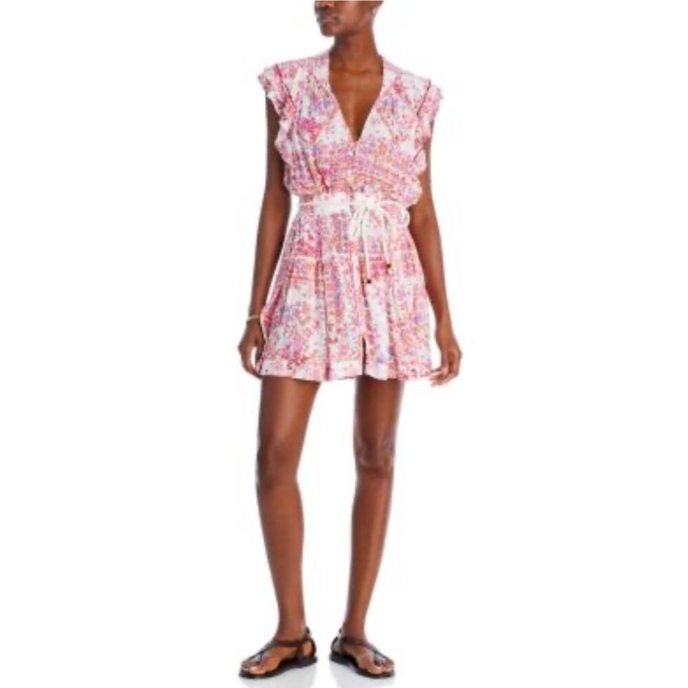 Poupette St Barth Brice Floral Mini Dress Women’s Large NWT Resort Boho Luxury